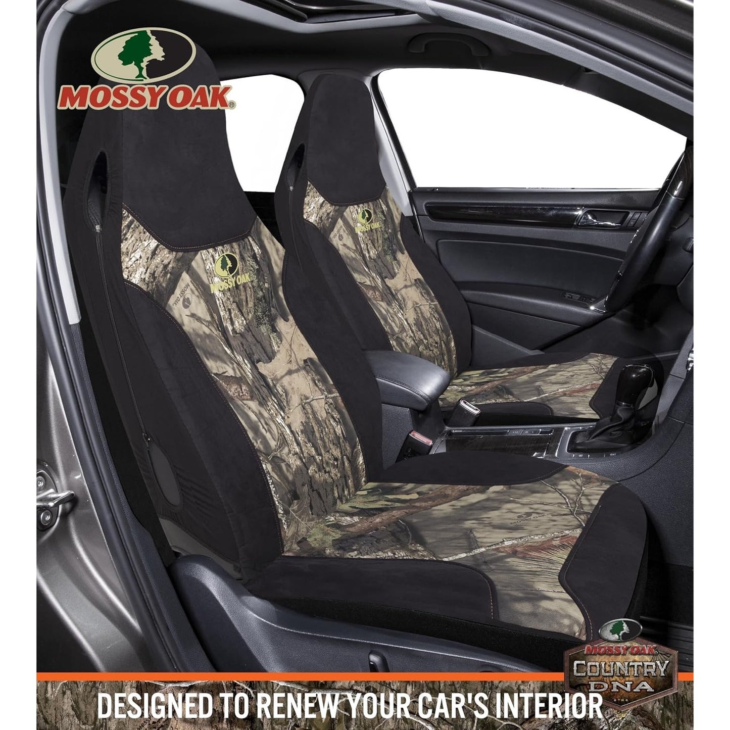 Mossy Oak High Back Camo Seat Covers, Airbag Compatible, Large Size To Fit Truck Seats - Made With Cotton & Suede Fabric - Official Licensed Product.
