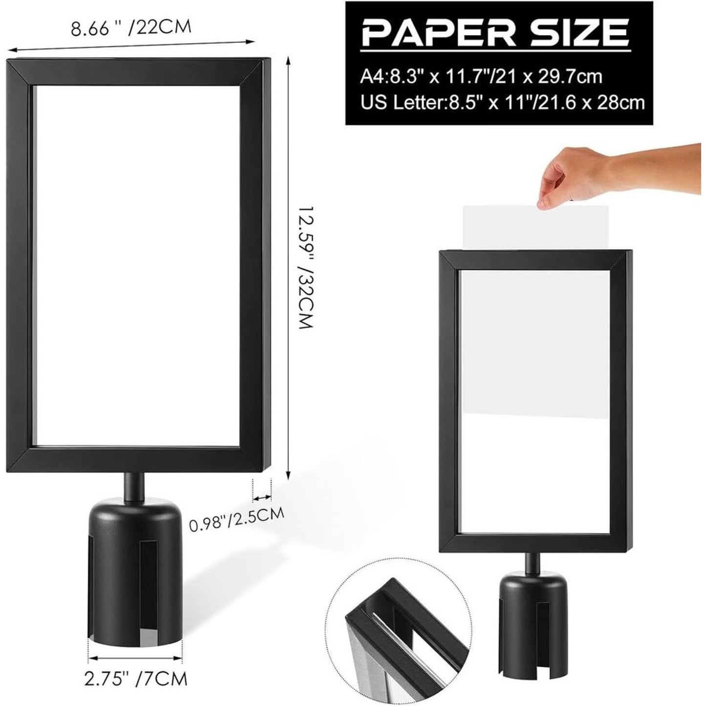 Jecery 1 Pc Stanchion Sign Holder Frame Portrait Top Stand Poster Display