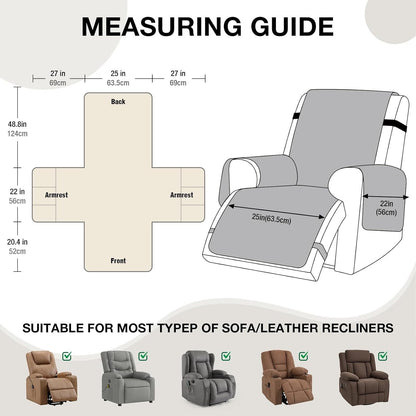 VANSOFY 100% Waterproof Recliner Chair Cover, Recliner Cover (Coffee, 25")