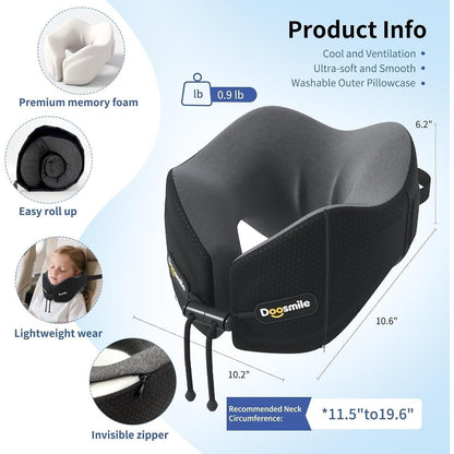 Doosmile Patented Head-Bobble-Preventing Ergonomic 360° Supporting Golden-Black