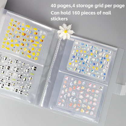 160 Slots Nail Sticker Book Nail Art Decals Sticker Organizer Binder (Medium)