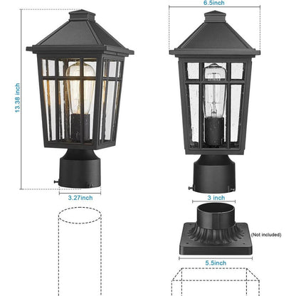 Darkaway Outdoor Post Lights Lamp Post Light Fixture, Waterproof Aluminum Housing With Glass, Fence Post Deck Lighting For Garden, Patio, Pathway (1 Pack, Black)