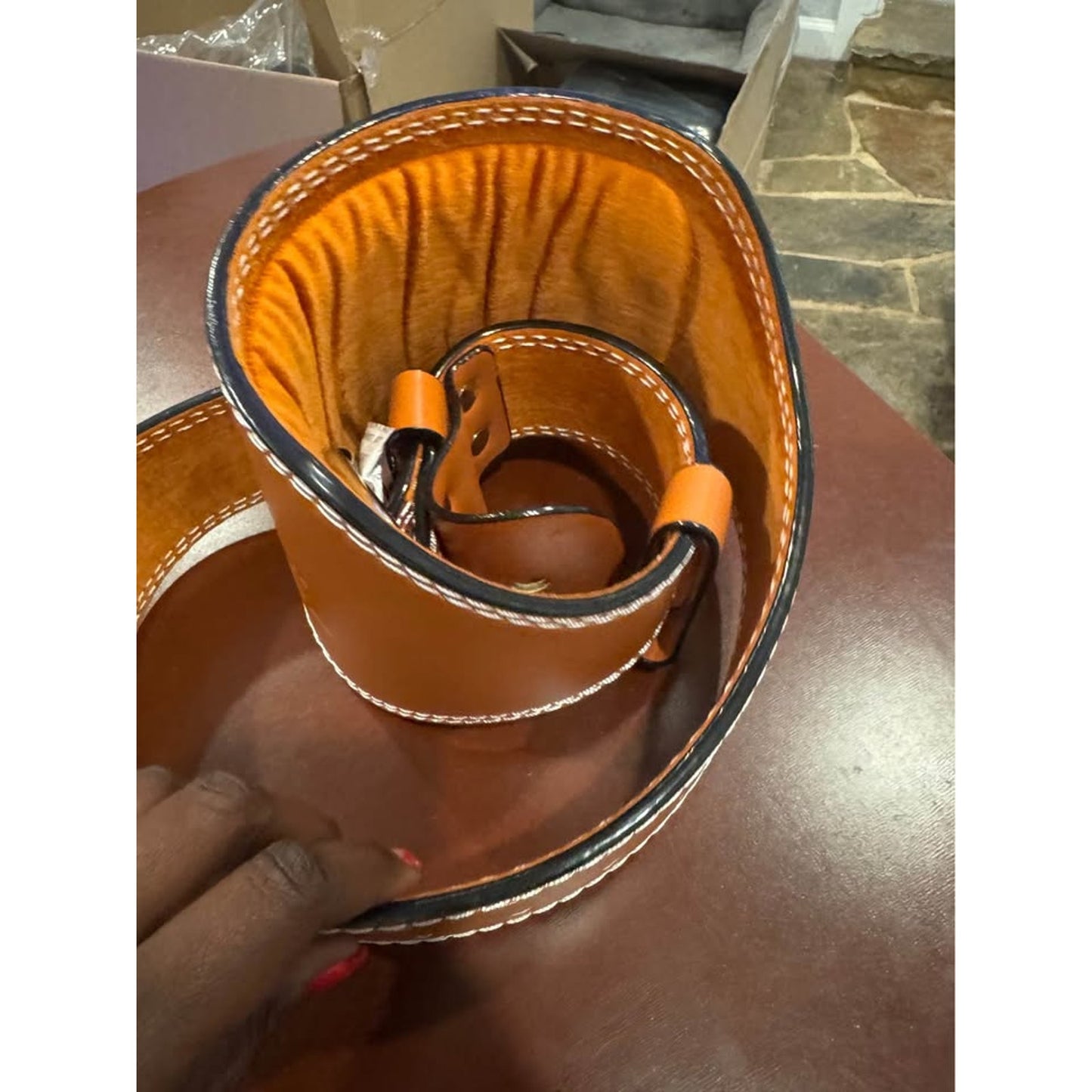 Leather Weight Lifting Belt, 4”& 6”Padded Lumbar Back Support6" Brown,L 24"-35")