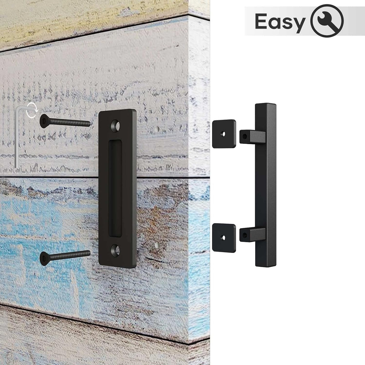 EaseLife 2 Pack 10" Sliding Barn Door Pull Handle With Flush Hardware Set