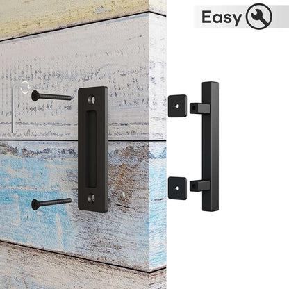 EaseLife 2 Pack 10" Sliding Barn Door Pull Handle With Flush Hardware Set