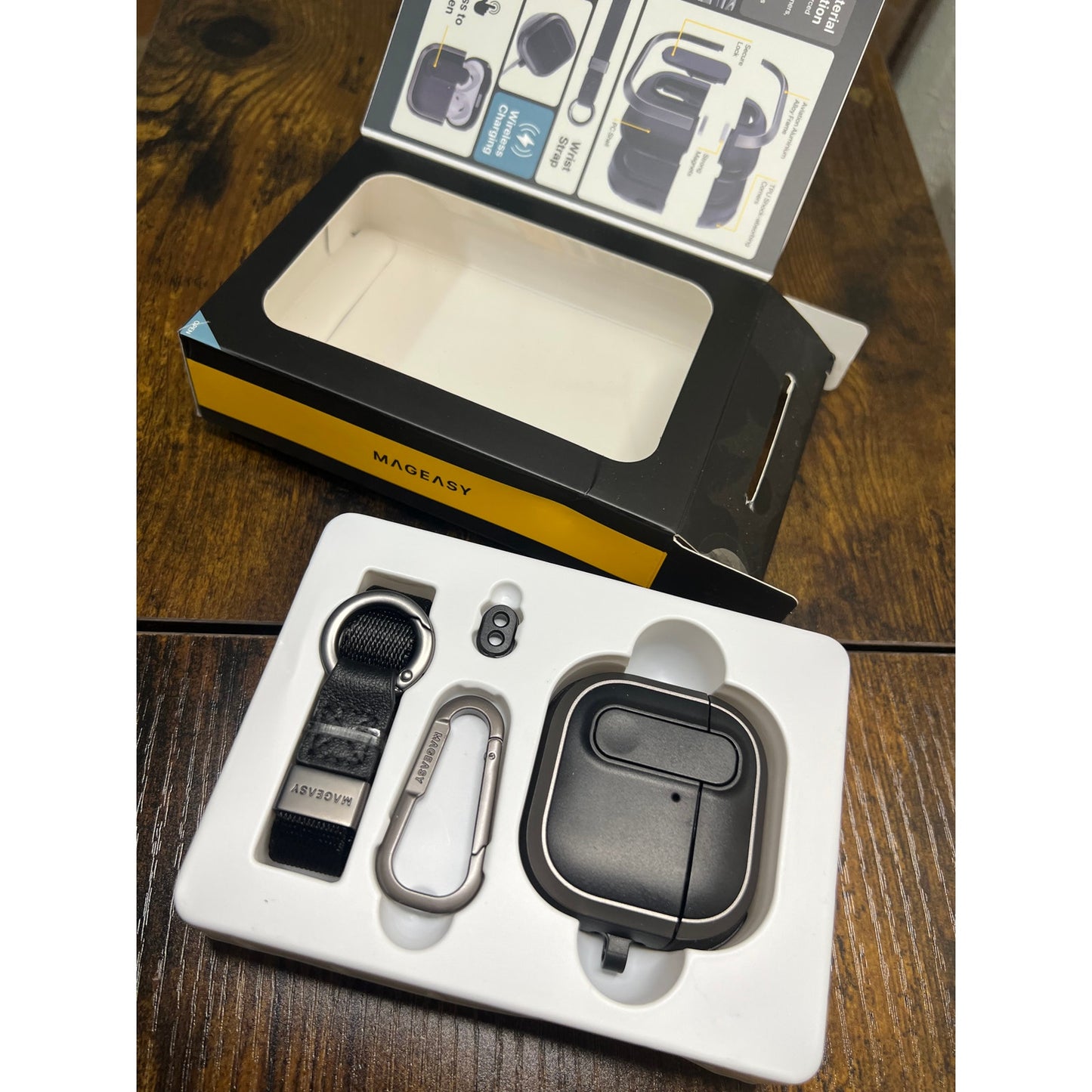 MAGEASY Design For AirPods 4 Case Cover - Rugged AirPods 4 Case With-Metal Black