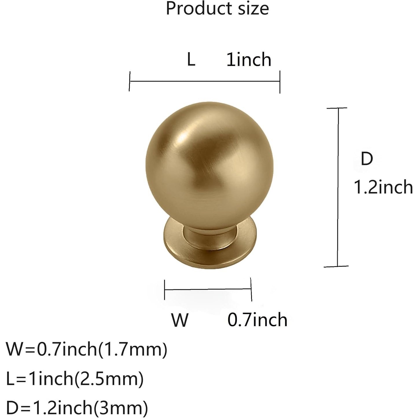Khtmeware 10 Pack 1 Inch Brushed Gold Cabinet Knobs Brushed Brass-Brushed Gold
