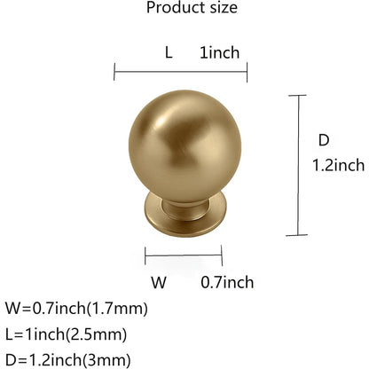 Khtmeware 10 Pack 1 Inch Brushed Gold Cabinet Knobs Brushed Brass-Brushed Gold