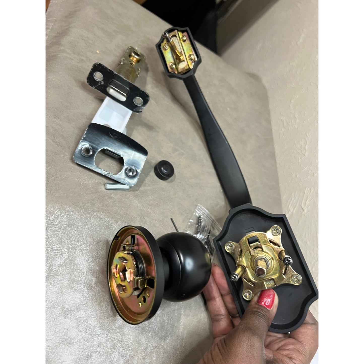 Motovecor Front Door Handleset, Entry Door Handle Set With Cove Knob,Matte Black