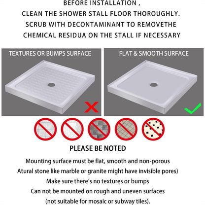 Yimobra Square Shower Mat Non Slip, Super Strong Suction Cups, 21"X21",Black