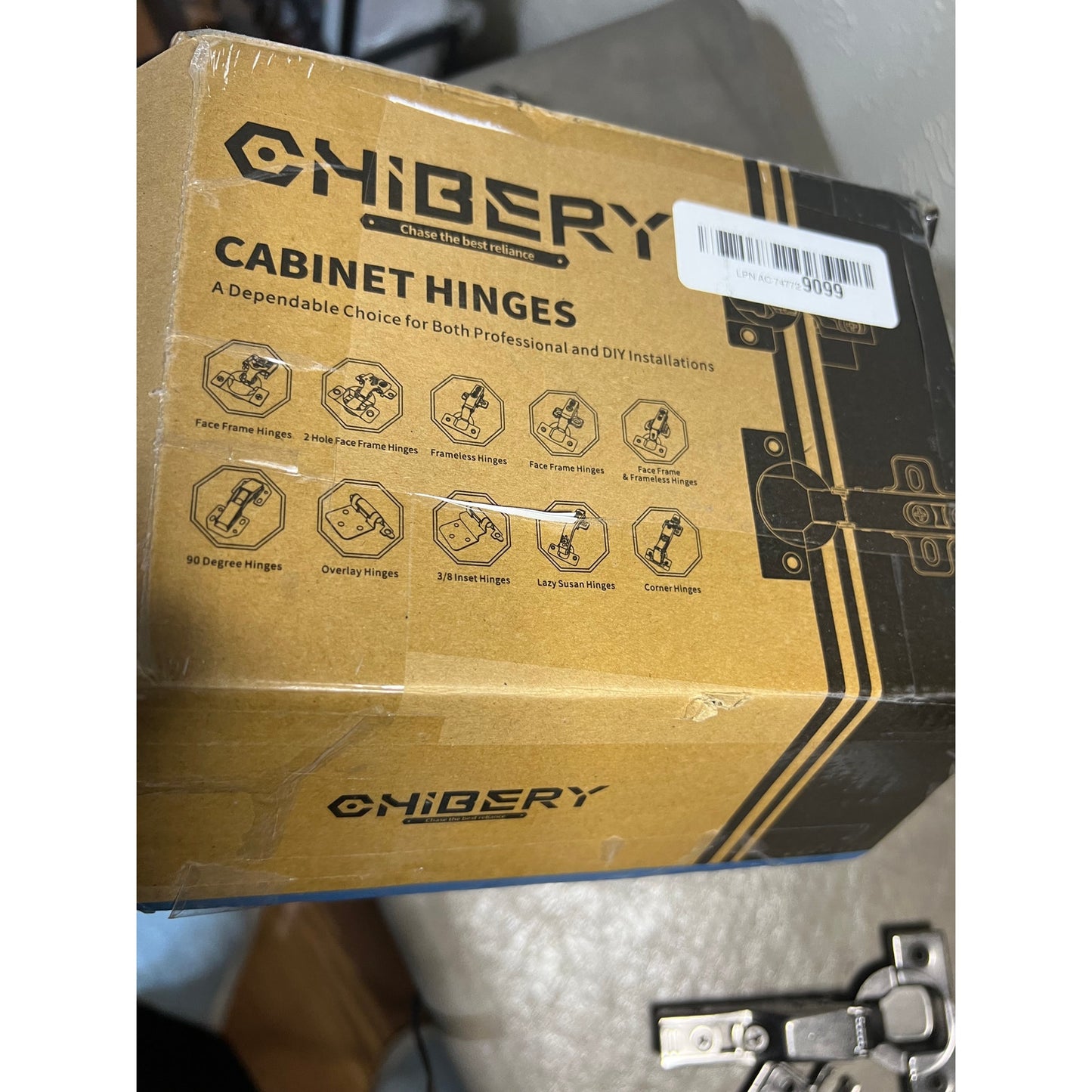 Chibery 7 Pack Frameless Half Overlay Soft Close Concealed Hinges,Black Titanium