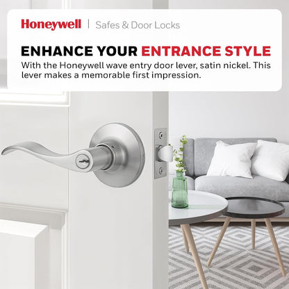 Honeywell Safes & Door Locks - Interior & Exterior Wave Lever Door -Satin Nickel