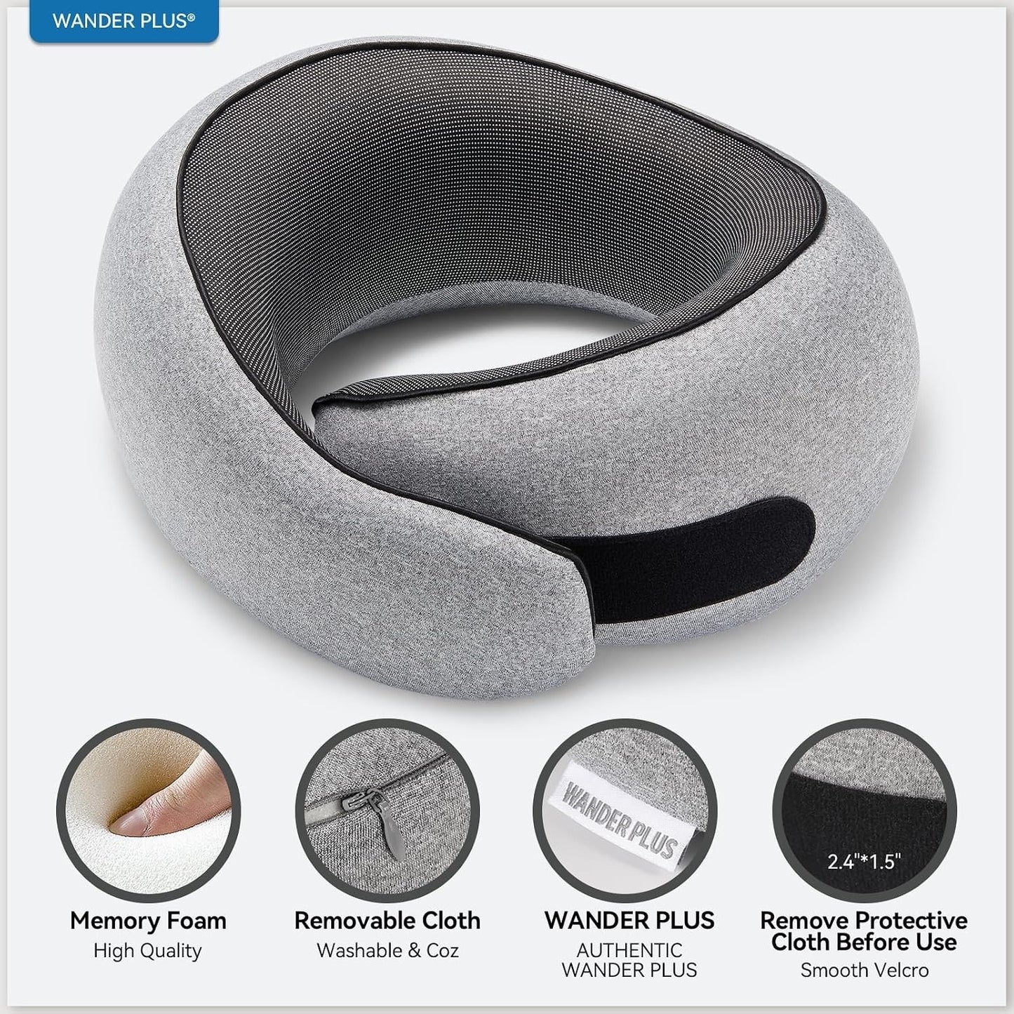 WANDER+ Memory Foam Travel Neck Pillow - Purple
