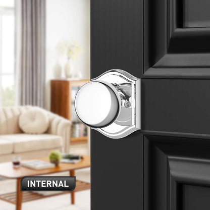 Newlaking Door Knobs Interior, Classic Decorative Bright Chrome Privacy DoorKnob