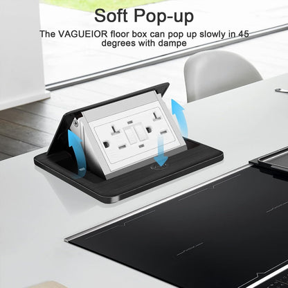 GFCI Pop Up Floor Electrical Outlet Cover Box Kit-Black