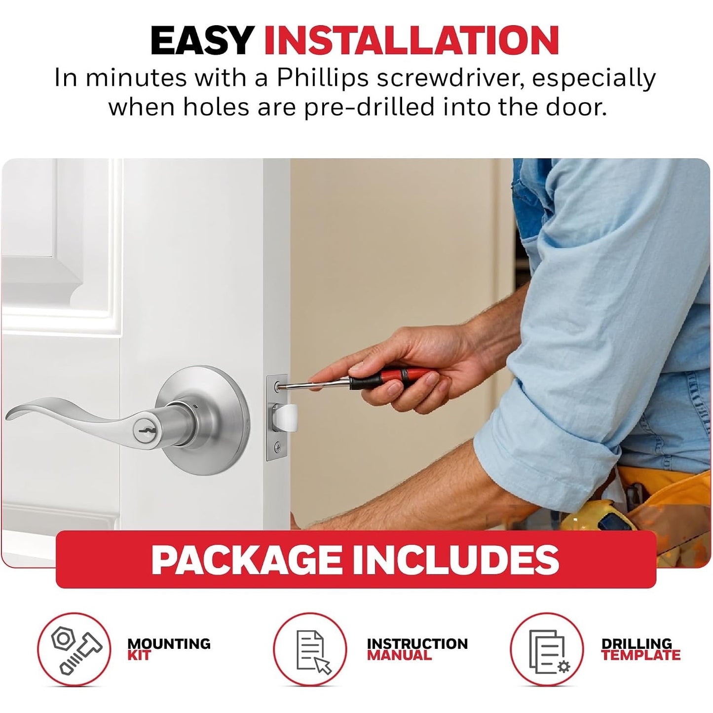 Honeywell Safes & Door Locks - Interior & Exterior Wave Lever Door -Satin Nickel