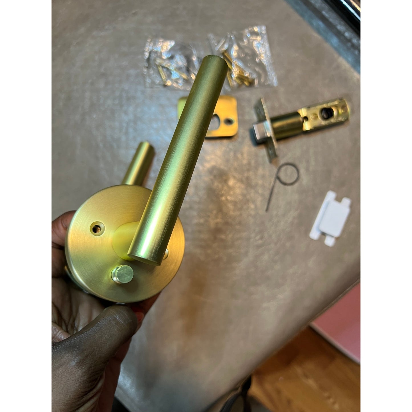 Goldenwarm 1 Pack Gold Door Handles Interior, Brushed Gold Privacy Lever Door