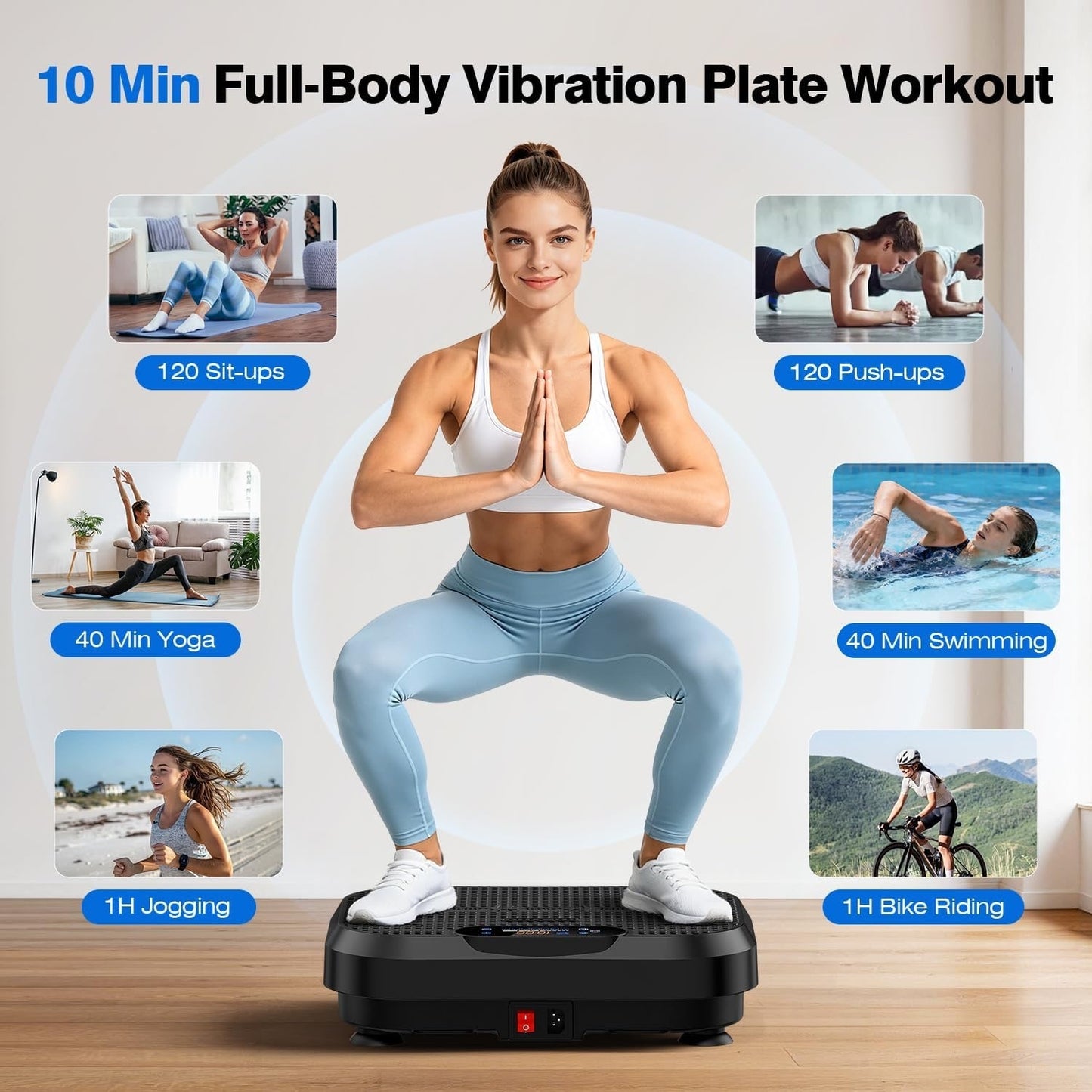 Taevno Vibration Plate Exercise Machine, 450Lbs Capacity 199 Speeds, Black