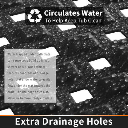 Yimobra Square Shower Mat Non Slip, Super Strong Suction Cups, 21"X21",Black
