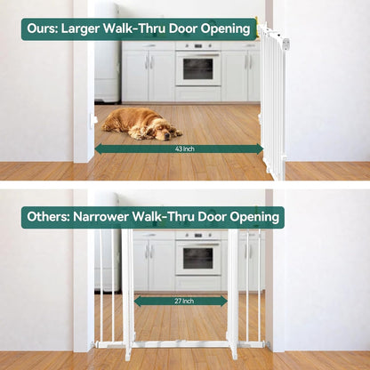 Babelio Baby Gate For Stairs, Kitchen & Doorways, 26-43" W 28" H No Bottom Bar| Easy Installation| One-Handed Operation| Auto-Close| Hardware Mount (Drill Needed) Safety Dog/Pet Gate Indoor (White)