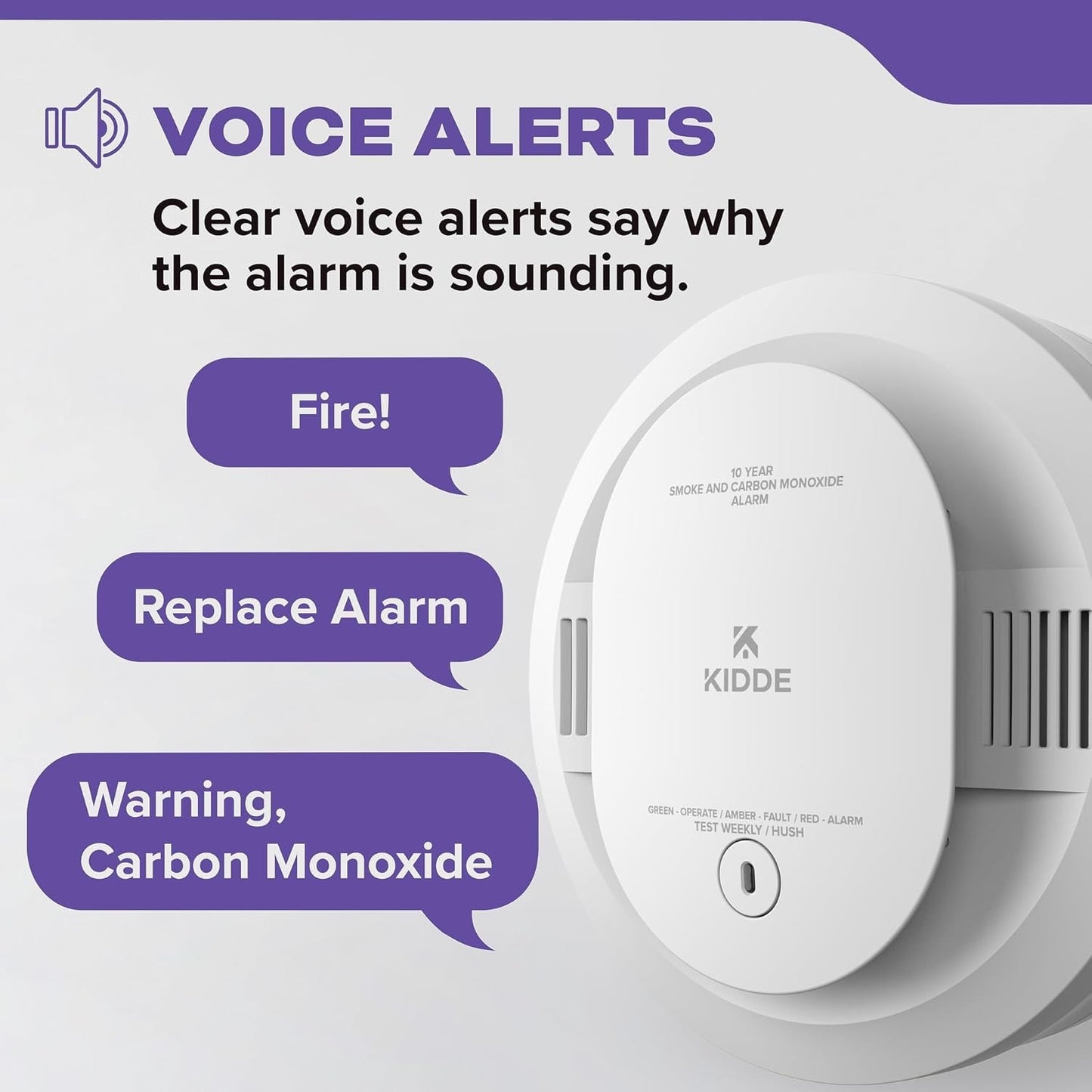 Kidde And Carbon Monoxide Detector, 10-Year Battery Powered, With Voice-1 Pack