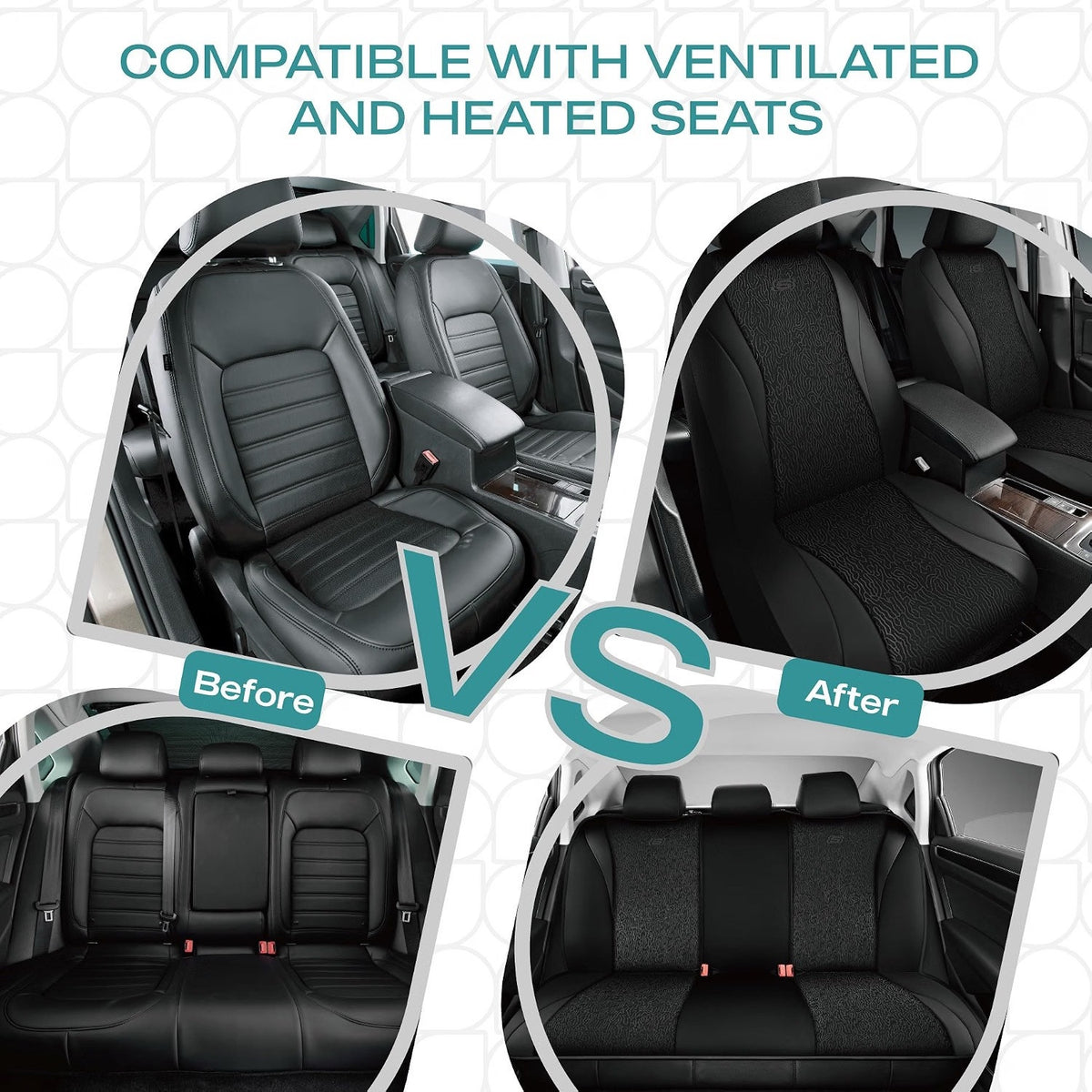 Skechers GOGA Mat Seat Covers,Universal Fit for Most Cars,Trucks,SUVs,Black 2pc