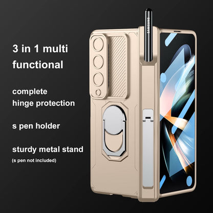 Libeagle Compatible With Samsung Galaxy Z Fold 4 Case Heavy Duty Protective-Gold