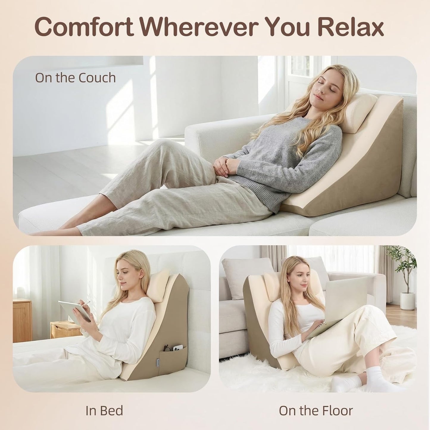 Vekkia 21” Back Rest Pillow With Dual-Layer Foam For Reclining And Sitting