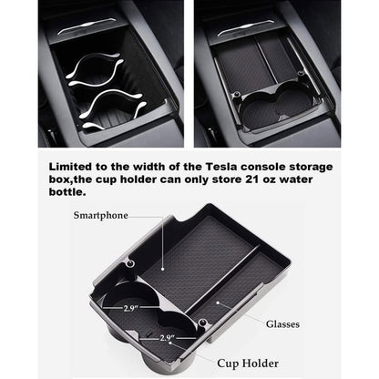 Jaronx Compatible With Tesla Model X/S Center Console Organizer, Armrest Storage Box+Cup Holder, For Tesla Model S/X Accessories 2016 2017 2018 2019 2020 2021.