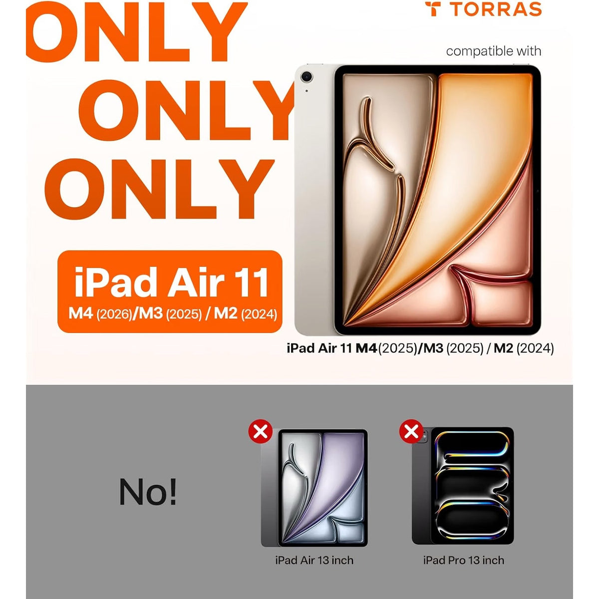 TORRAS Ostand K1 Guardian for iPad Air 11 inch Case w/Stand M4/M3/M2, Black