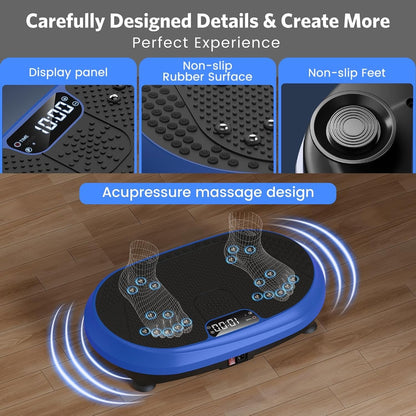 HVX Vibration Plate Exercise Machine for Lymphatic Drainage, Vibrating-Blue