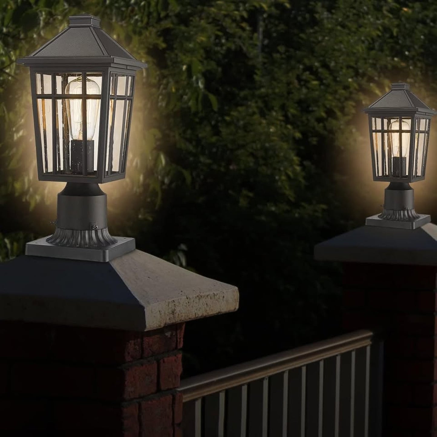 Darkaway Outdoor Post Lights Lamp Post Light Fixture, Waterproof Aluminum Housing With Glass, Fence Post Deck Lighting For Garden, Patio, Pathway (1 Pack, Black)