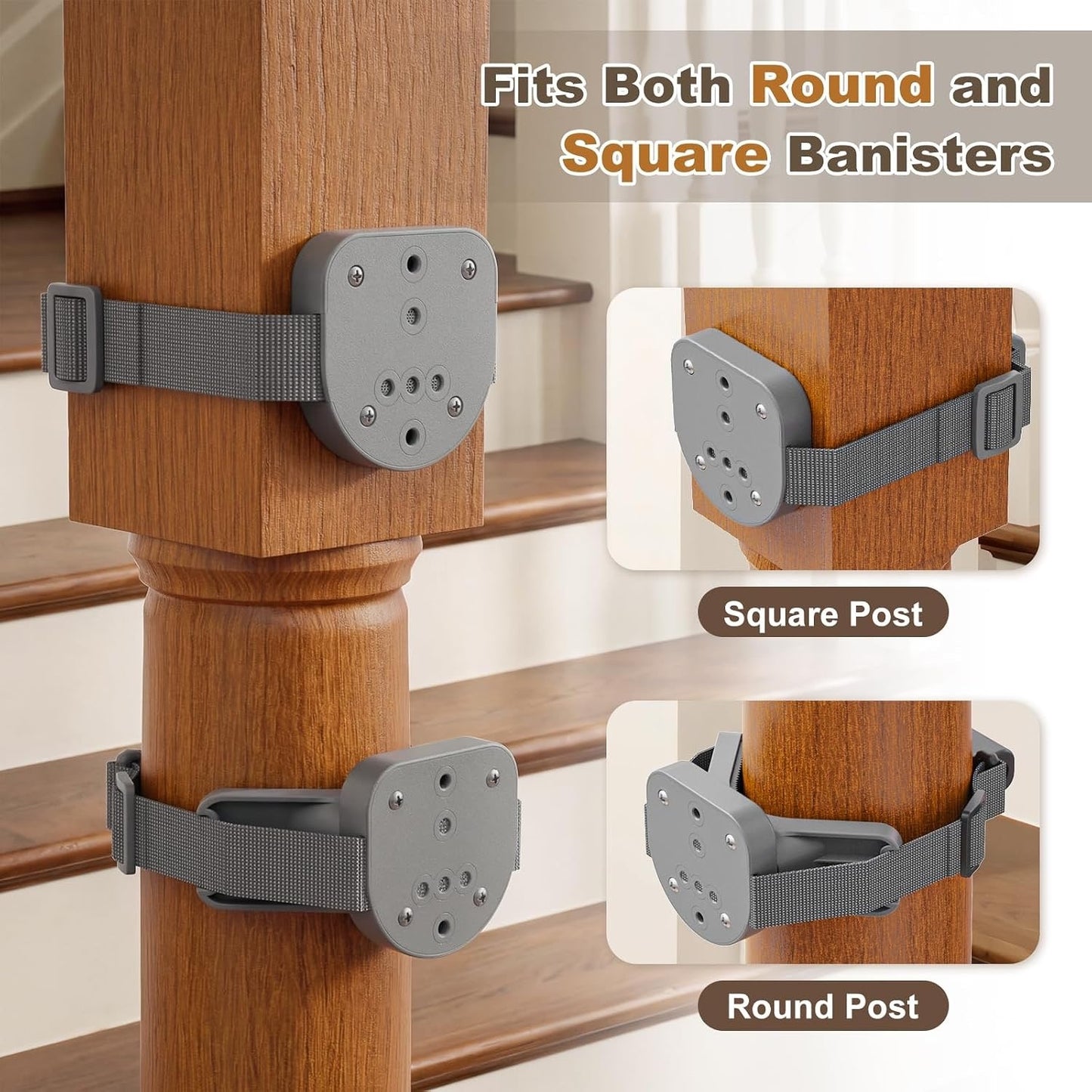 Upgraded Retractable Baby Gates For Stairs & Banister, Mesh Dog Gate (Gray)