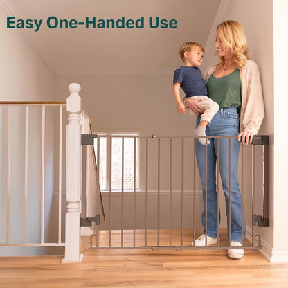Cumbor 29.2–43" Baby Gate for Stairs, Hardware Mounted (Drill Required) (Brown)