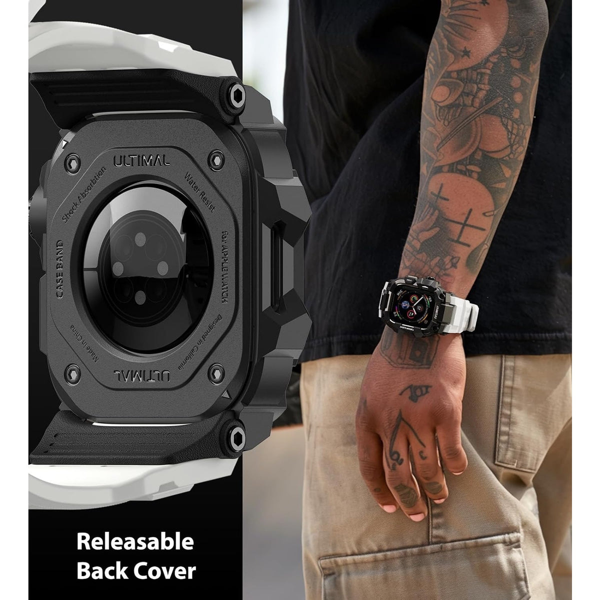 ULTIMAL Rugged Case with Band for Apple Watch Band 45mm,Compatible-45mm,White