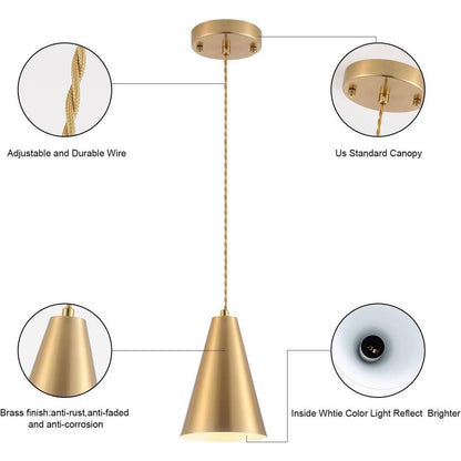 Dijiahua Brass Pendant Lights Kitchen Island,Gold Dining Room Light FixturesOver