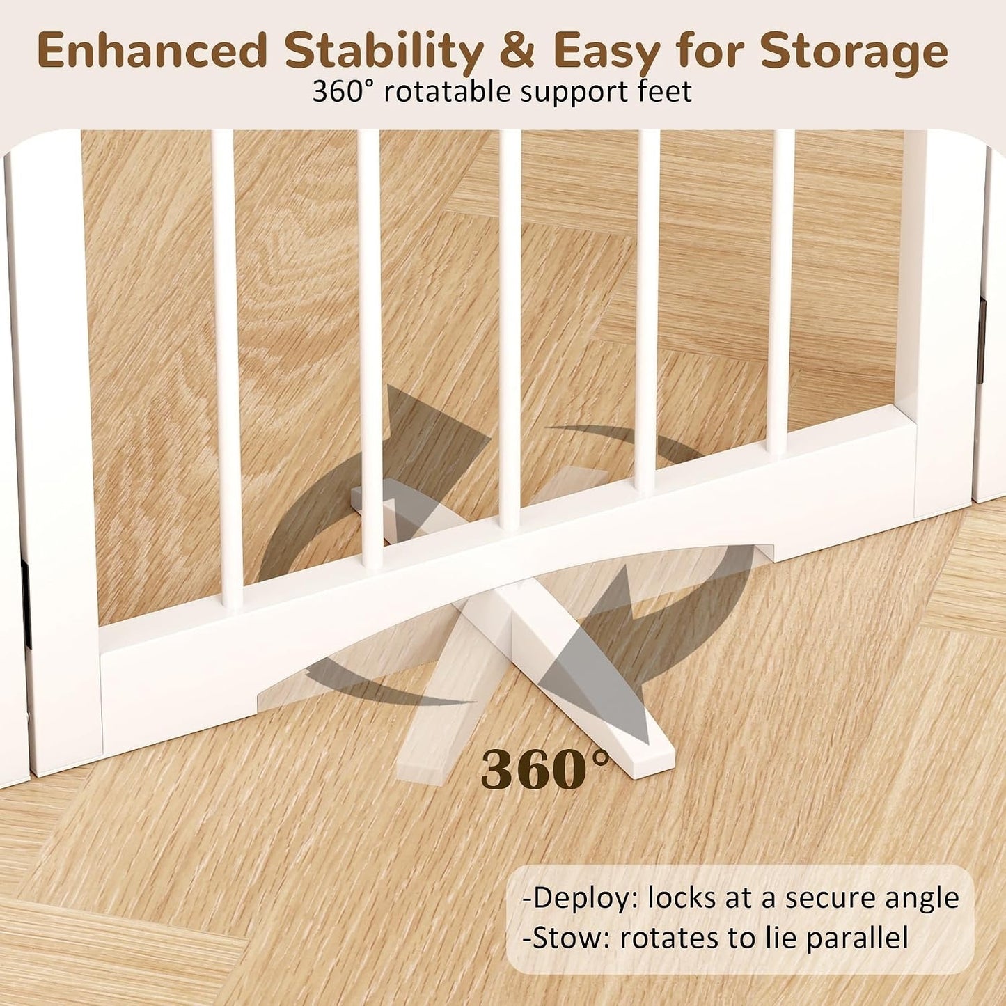 Cideny Free Standing Dog Gate Indoor,Foldable Dog Gate For Doorways Stairs-WHITE
