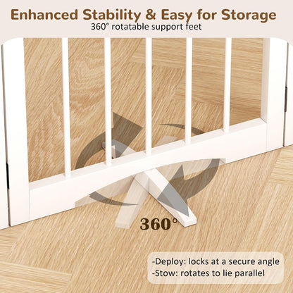 Cideny Free Standing Dog Gate Indoor,Foldable Dog Gate For Doorways Stairs-WHITE