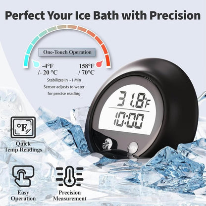 Silicone Cover Ice Bath Thermometer With Timer, Waterproof Floating Water Thermo