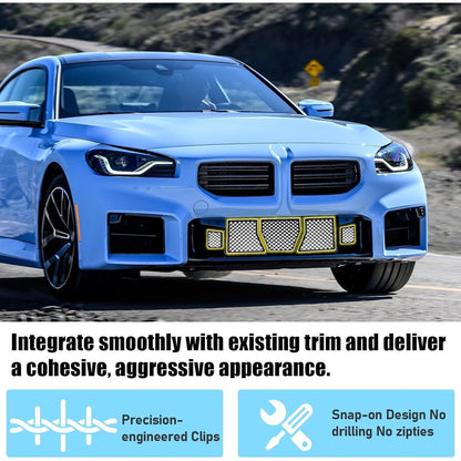 Jaronx Compatible With BMW M2 Front Bumper Lower Grille Mesh Guard(Glossy Black)