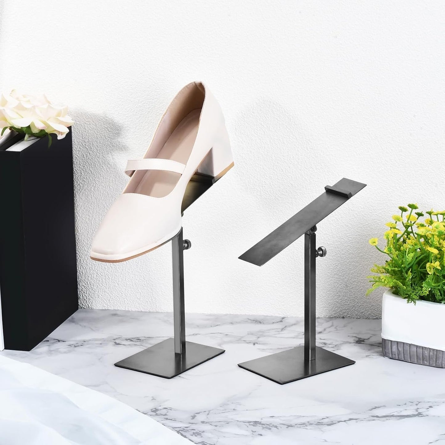 Uxcell 2 Pack Adjustable Height Shoe Risers Metal CountertopShoeRackHolder-Black