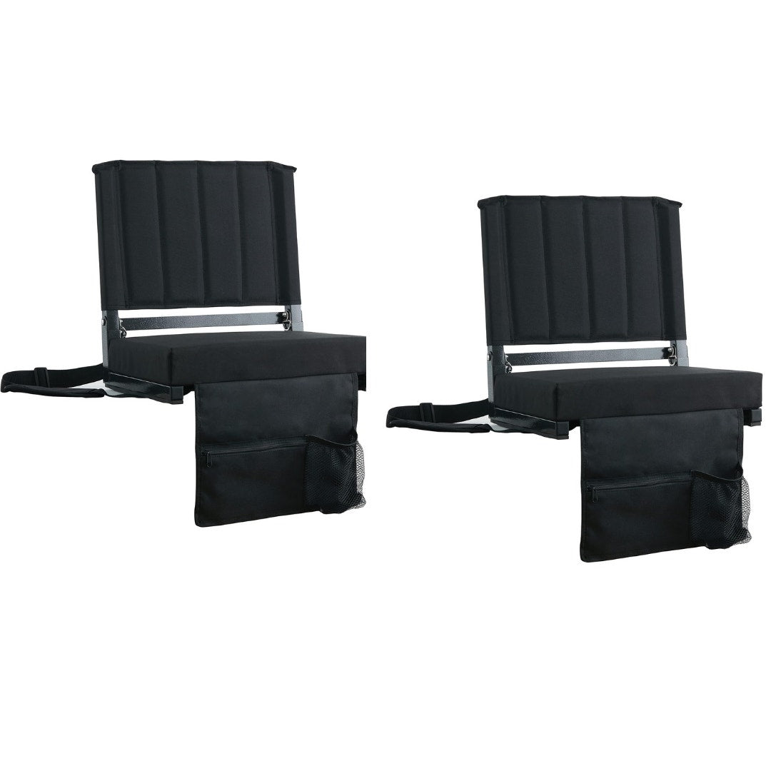 SPORT BEATS Stadium Seats With Back Support Bleacher Chairs-Black 2pcs Standard