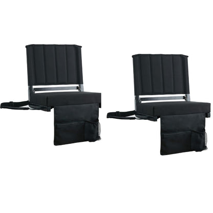 SPORT BEATS Stadium Seats With Back Support Bleacher Chairs-Black 2pcs Standard