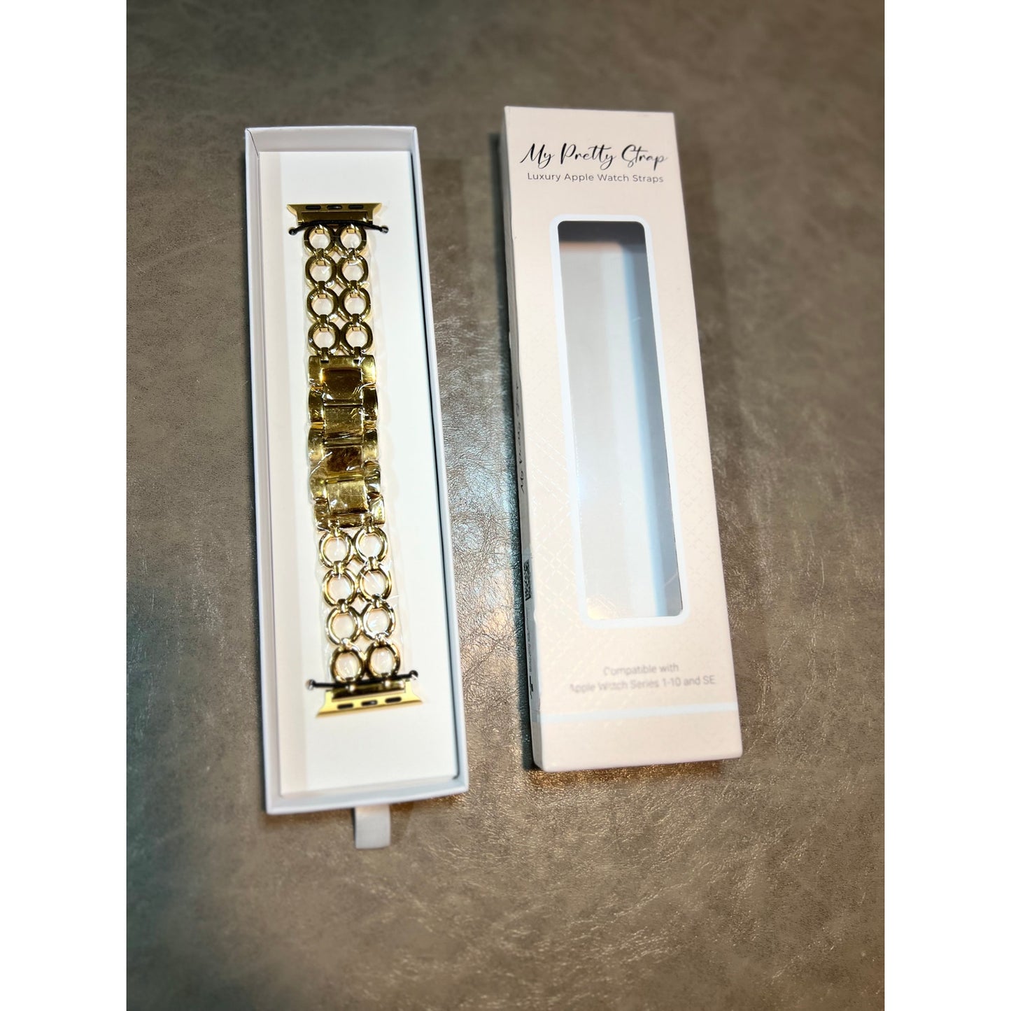 My Pretty Strap- Compatible Apple Watch Band - Stainless Steel IWatch Strap For Women - Adjustable Strap (5.3" - 7") - Series 1-10, SE & Ultra (38/40 41/42/44/45/49) - Gold Gemina.