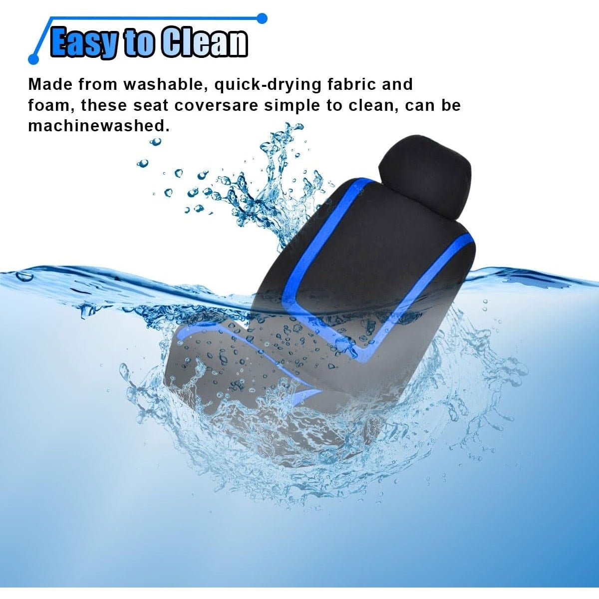 LAINLOY 2 pc Car Seat Covers, Breathable Seat Protectors, Anti-Slip Driver Seat Cover, Comfortable Front Seat Cover Set Universal Fit For Truck, SUV, Sedan, Airbag Compatible (Black&Blue).