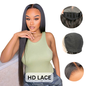 20" Straight HD Lace Dome Cap 13x4 Full Frontal Lace Wig Human Hair 180% Density