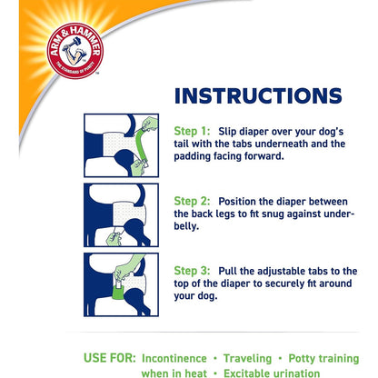 Arm & Hammer Disposable Female Dog Diapers, Medium, 12 Count, 6-Pack