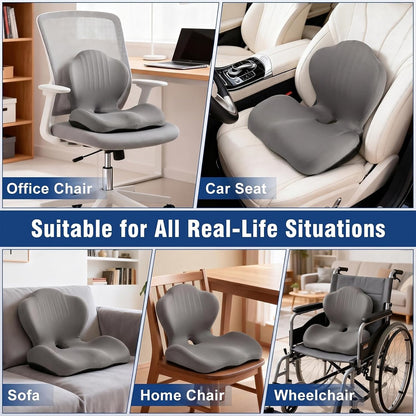 Car Seat Cushion Office Chair Cushion with Lumbar Support Pillow-GRAY