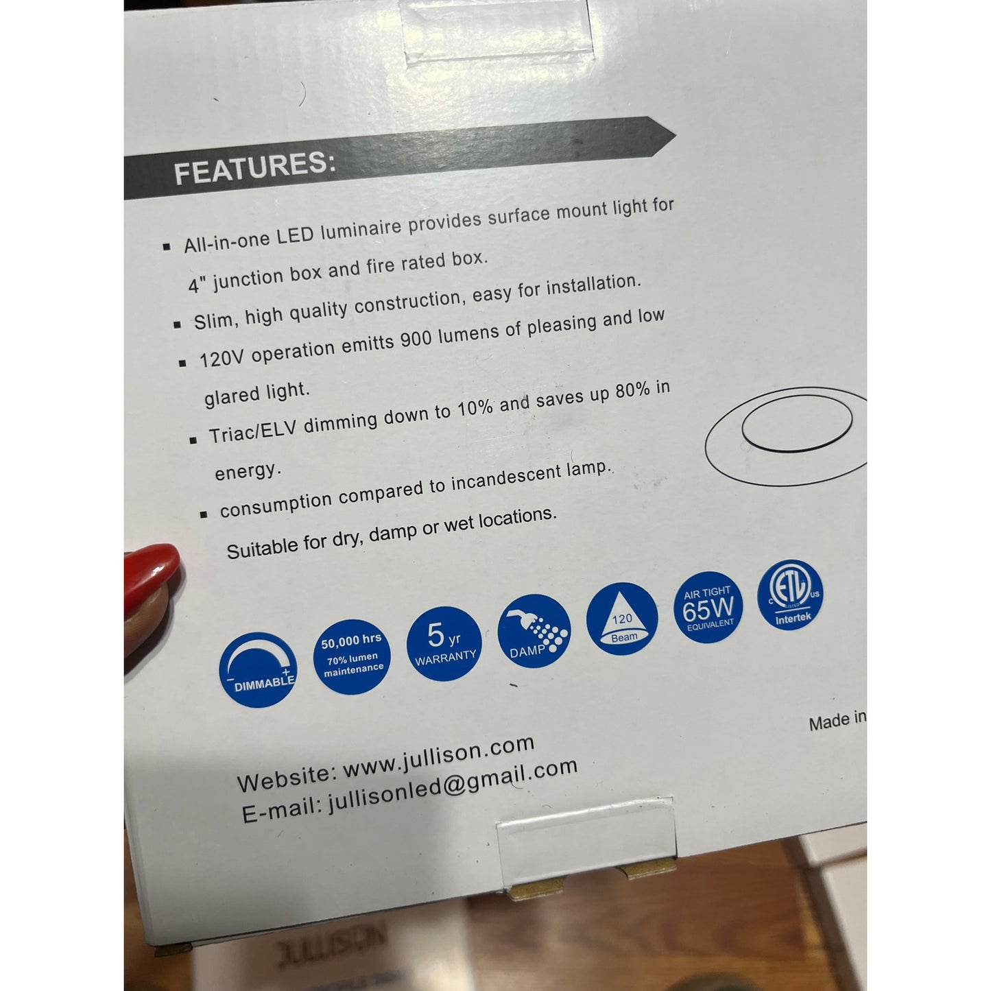 JULLISON 8 Pack 6 Inch LED Low Profile Recessed & Surface Mount Disk Light, Round, 15W, 900 Lumens, 4000K Cool White, CRI80, Driverless Design, Dimmable, ETL Listed, White.