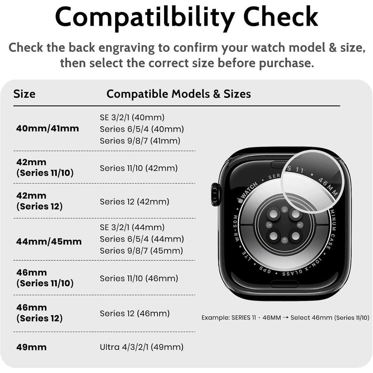 AmBand Bands Case Compatible With Apple Watch Series 11/10 46mm For Men- Clear